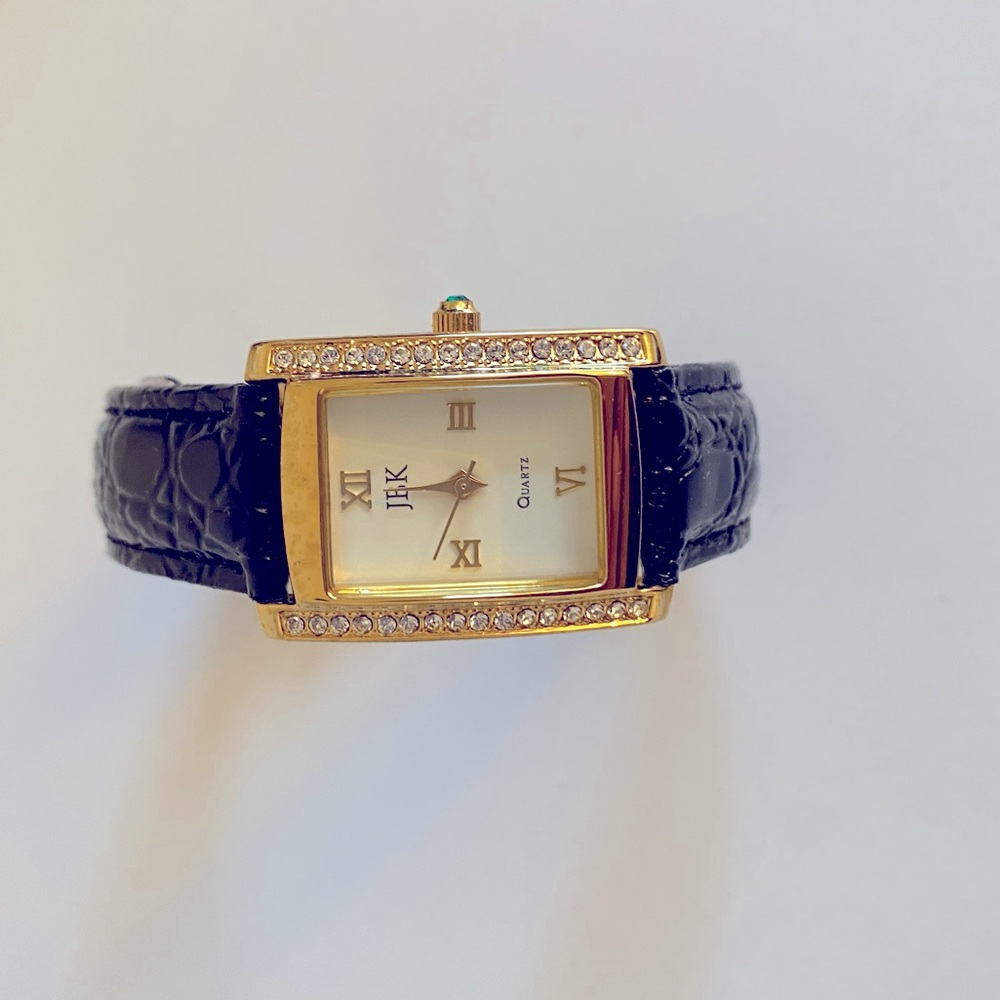 Camrose & Kross Jackie Kennedy Gold & Black Crystal Watch New Without Tags